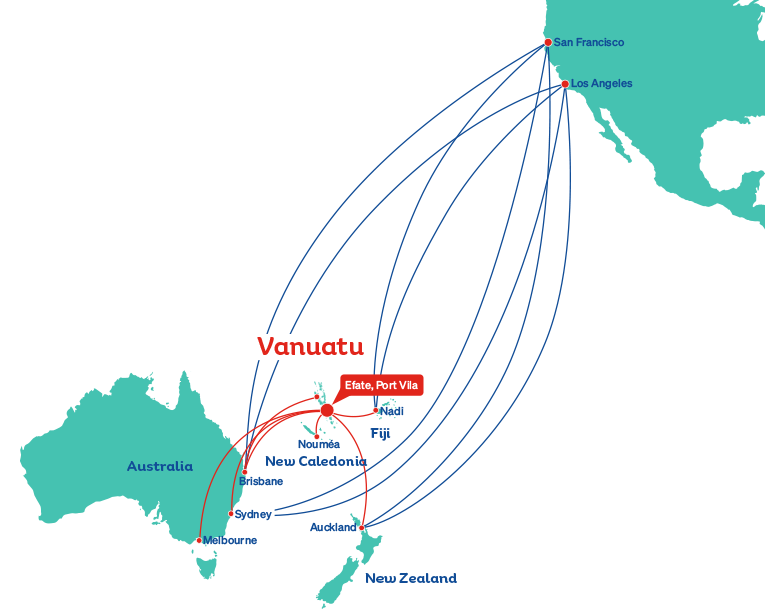 Air Vanuatu Route Maps USA