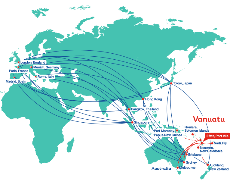 Air Vanuatu Route Maps Europe