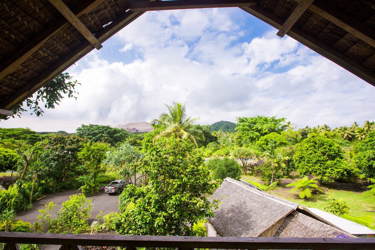 A view from a balcony of Mt Yasur