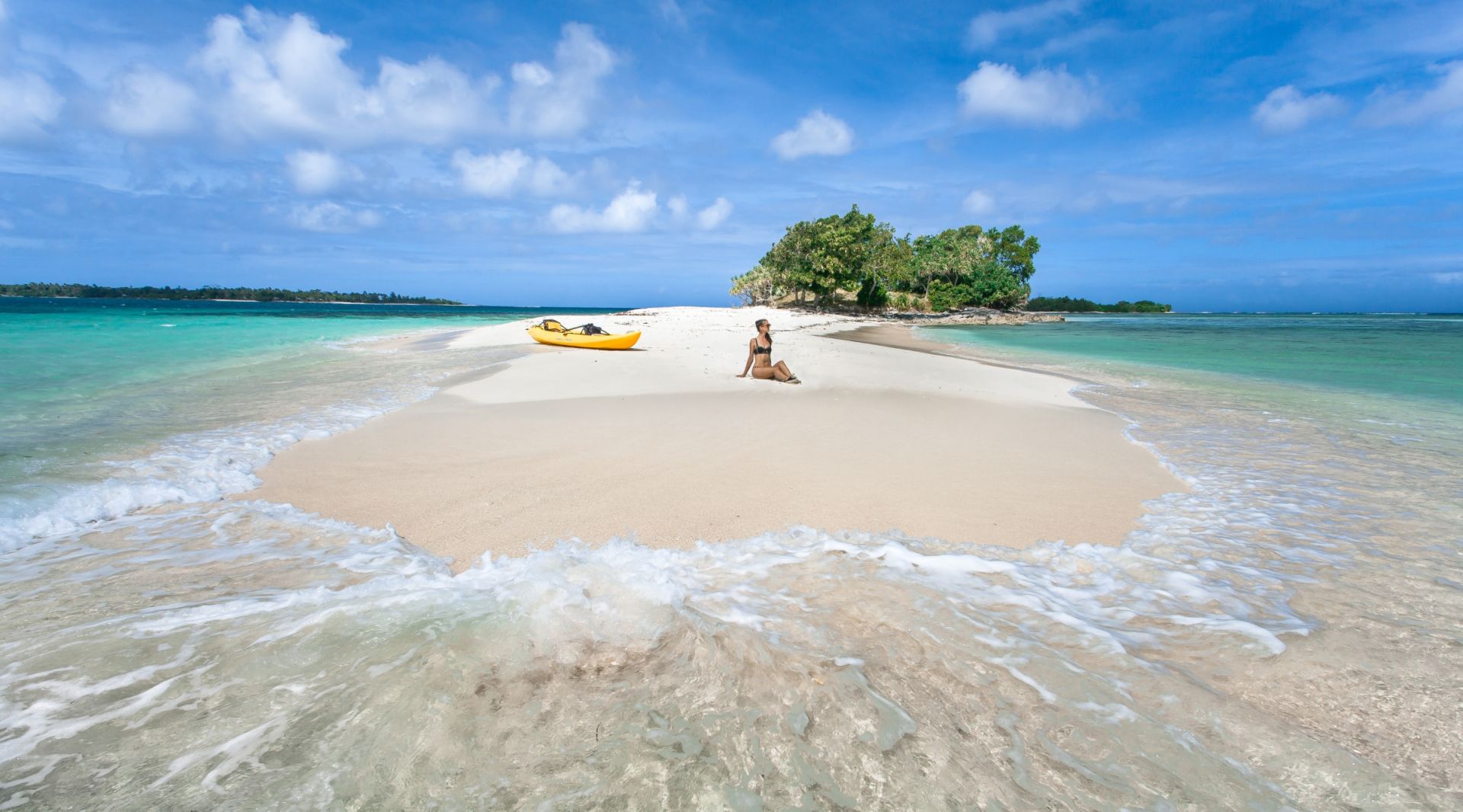 A scluded white snady beach in Port Vila, Efate