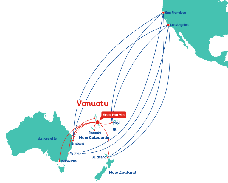Air Vanuatu Route Maps USA